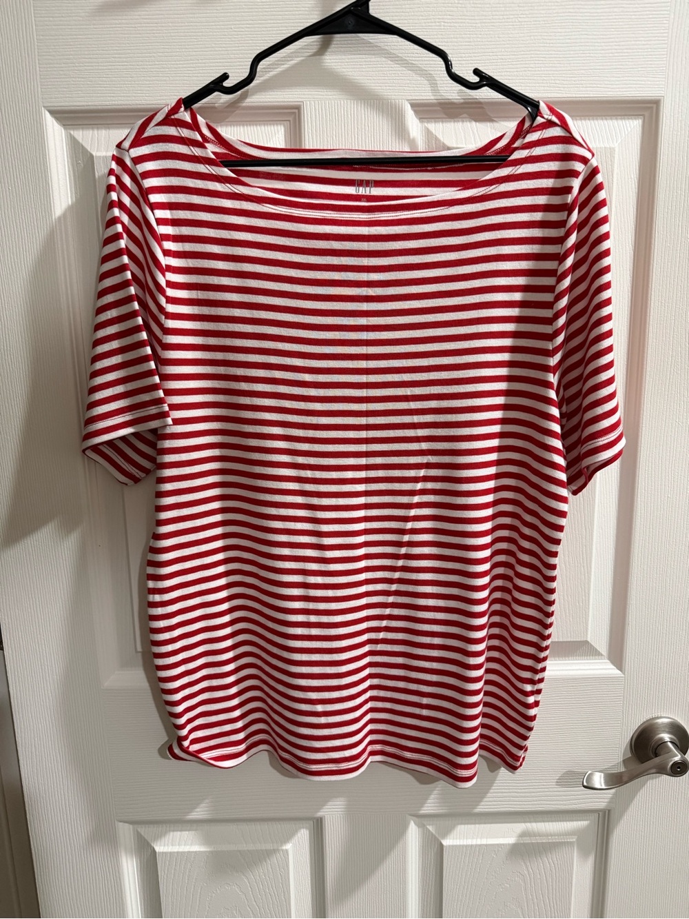 Gap Women’s Red & White Striped Women’s Boatneck Top